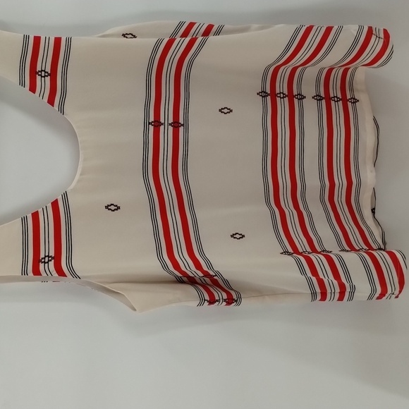 Joie silk tank tribal print size medium lined ivory white and red stripe - Picture 2 of 5